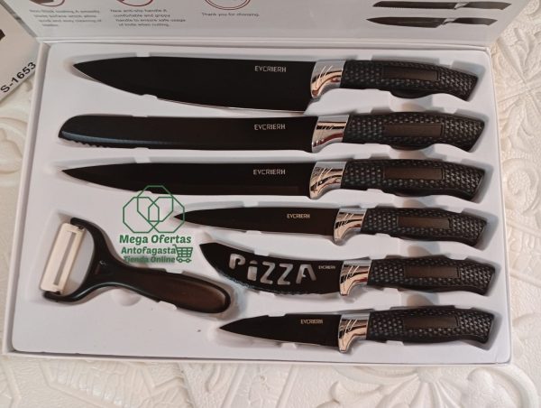 Set Cuchillos De Cocina Acero Inoxidable Antibacterial de 6 PIEZAS