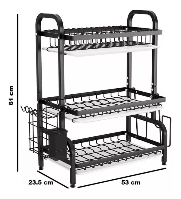 ESCURRIDOR DE ACERO 3 NIVELES KITCHEN RACK 6008 - Imagen 3