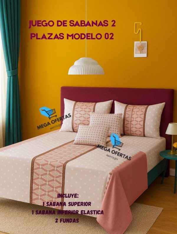 SABANAS DOS PLAZAS POLIESTER 4 PIEZAS