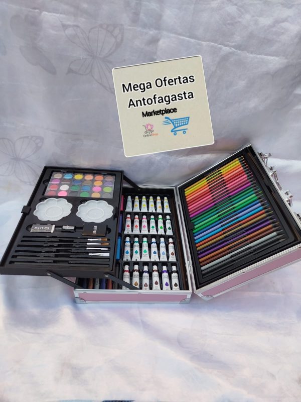 MALETA CON SET DE ARTE DE 145 PIEZAS ROSA Y AZUL - Imagen 9