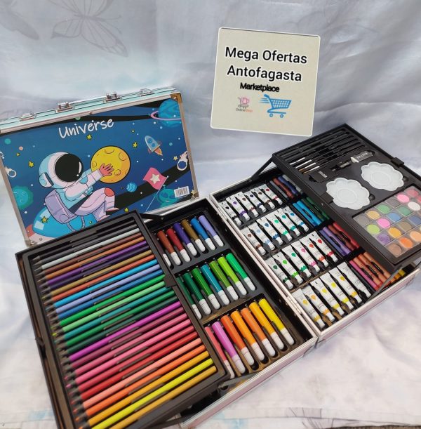 MALETA CON SET DE ARTE DE 145 PIEZAS ROSA Y AZUL - Imagen 7