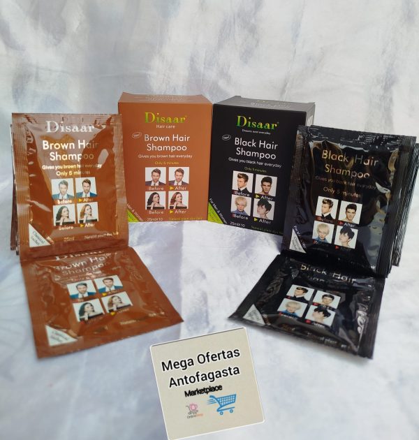 SHAMPOO EN SOBRE CUBRE CANAS CANTIDAD 10 SOBRES MAS GUANTES DESECHABLES