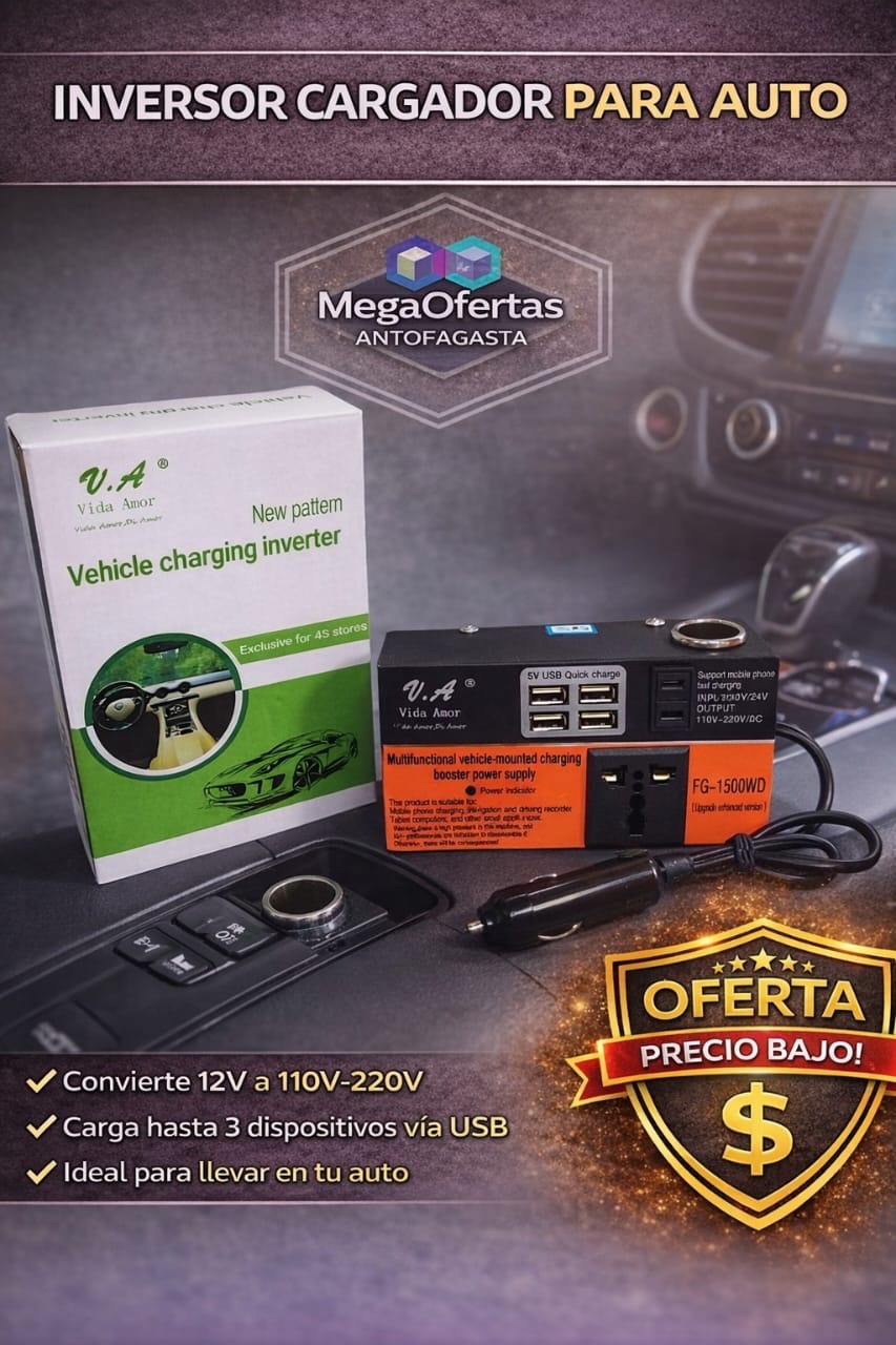 INVERSOR CARGADOR PARA AUTO