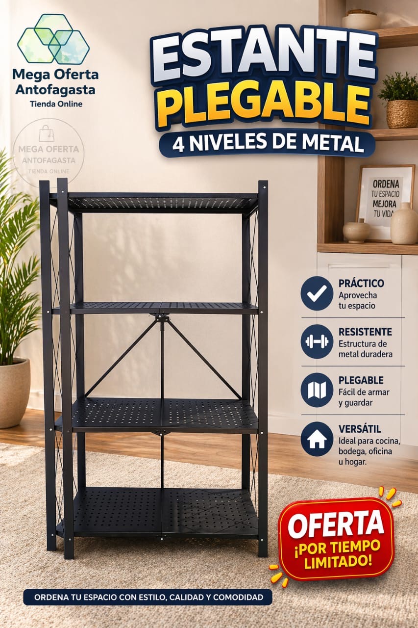 ESTANTE PLEGABLE 4 NIVELES DE METAL