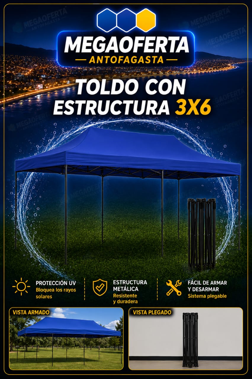 TOLDO CON ESTRUCTURA 3X4,5 AZUL - Imagen 5