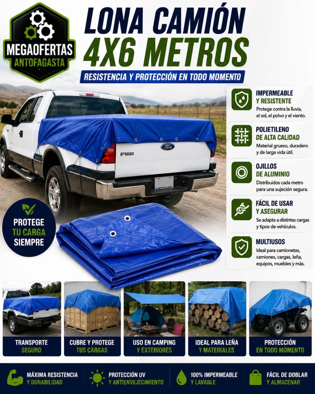 LONA PARA CAMION 4X6 METROS