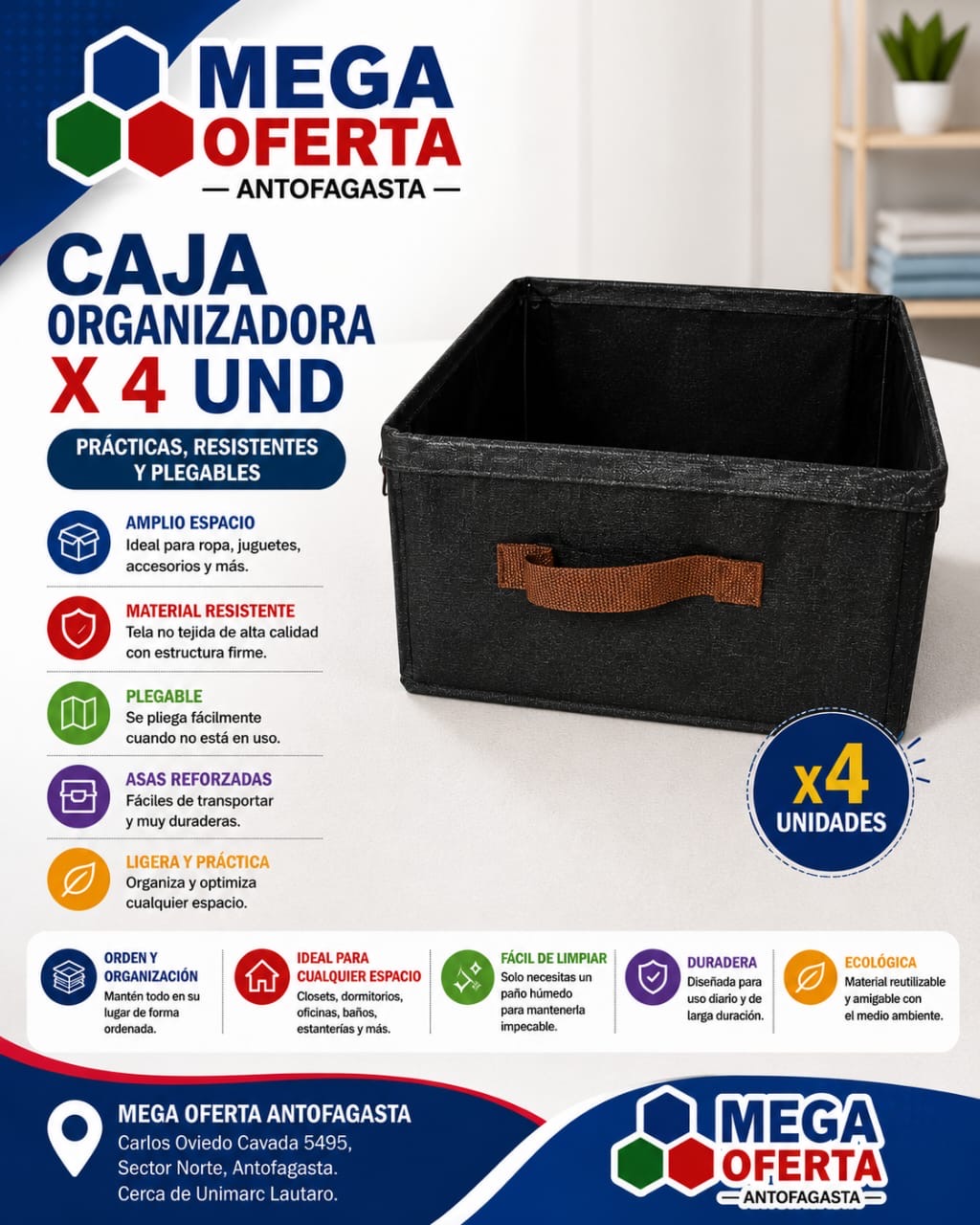 CAJA ORGANIZADORA X4 UNIDADES