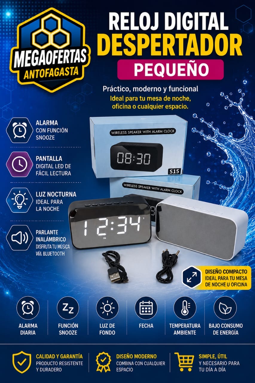 RELOJ DIGITAL DESPERTADOR PEQUEÑO