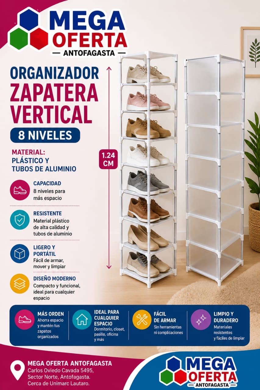 ORGANIZADOR ZAPATERA VERTICAL DE 8 NIVELES