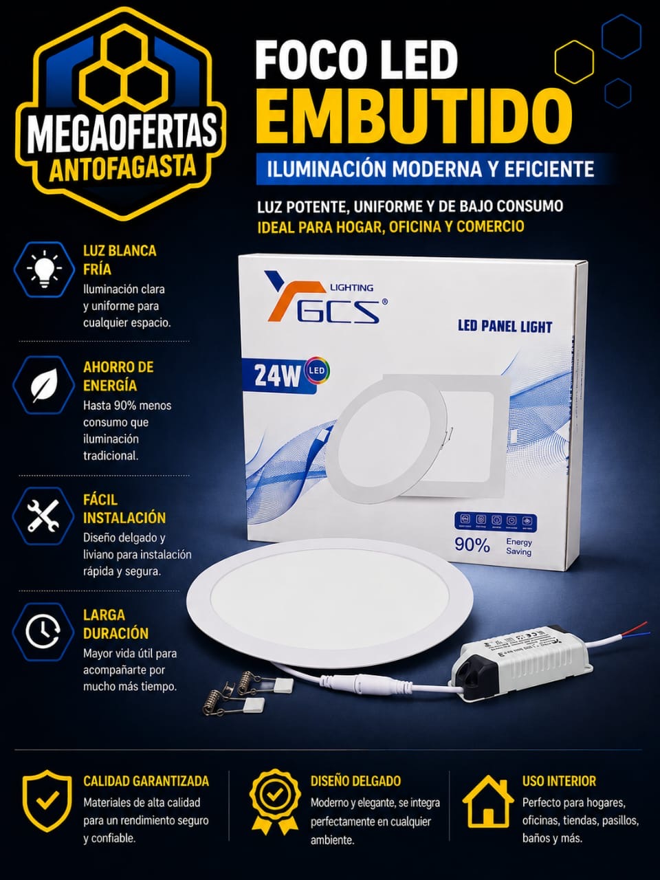 FOCO LED EMBUTIDO 24 W