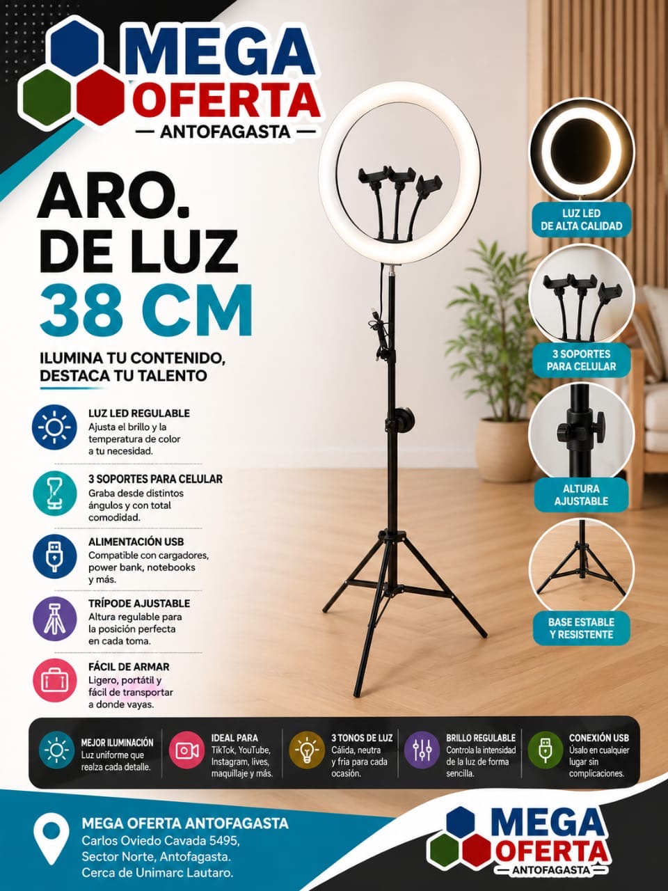 ARO DE LUZ DE 38 CM - Imagen 2