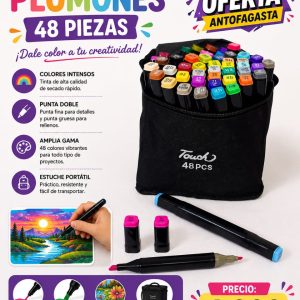 SET DE PLUMONES DOBLE PUNTA 48 PIEZAS