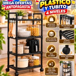 ESTANTE PASTICO Y TUBITO 4 NIVELES